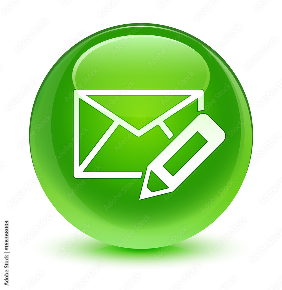 Edit email icon glassy green round button Edit email icon glassy green round button