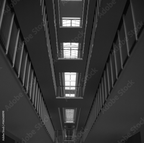 Office building perspective in monochrome