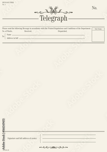 Vintage telegraph form. Flat vector for further editing.