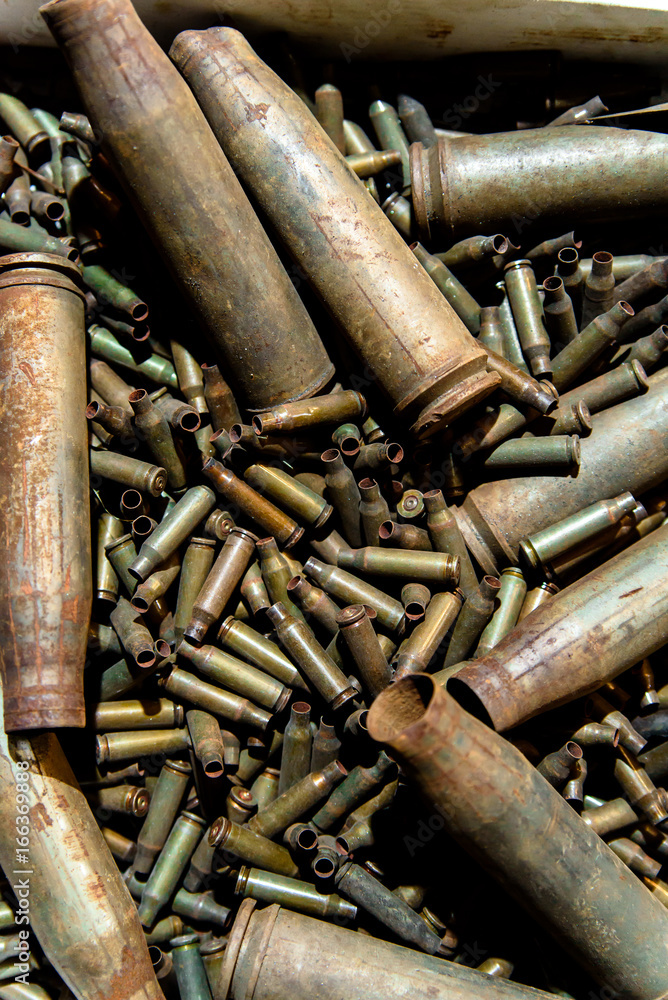 Sleeves from the machine gun and large-caliber machine gun. Sleeves from the machine gun and large-caliber machine gun.