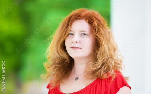 Fototapeta Naklejka Na Ścianę i Meble -  Proud redhead enjoying life, mindfulness