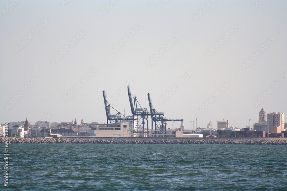 panoramic view of big sea port