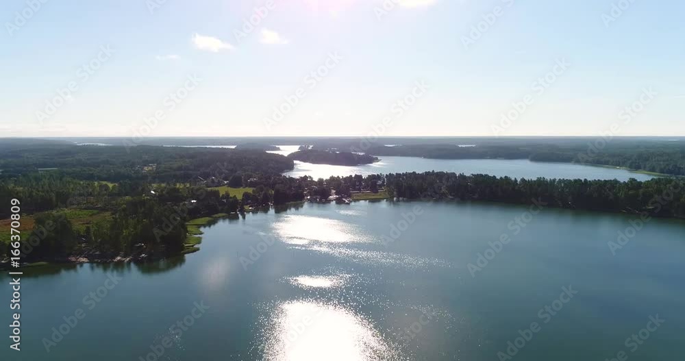 Bromarv, Cinema 4k aerial tilt view towards bromarv town, on a sunny morning, in Raasepori, Uusimaa, Finland Bromarv, Cinema 4k aerial tilt view towards bromarv town, on a sunny morning, in Raasepori, Uusimaa, Finland
