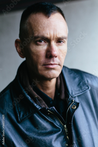 middle aged man portrait, stare