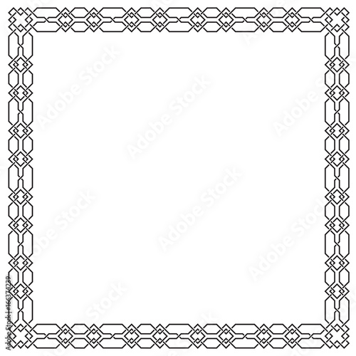 Geometric, Arabic square framework, interlaced lines. For page decoration, title, card, label.