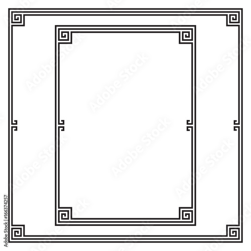 Geometric frameworks, rectangular and square, Greek style. For page decoration, title, card, label.