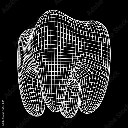 Tooth Wireframe Mesh. Connection Structure Vector Illustration. Dental medicine, health concept.