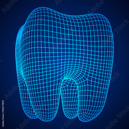 Tooth Wireframe Mesh. Connection Structure Vector Illustration. Dental medicine, health concept.