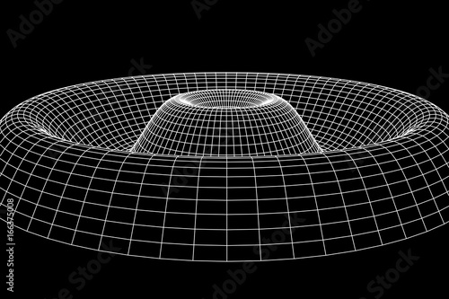 Low poly wave or ripple wireframe mesh background. Scinece and tech vector illustration.