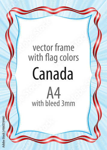 Frame and border of ribbon with the colors of the Canada flag