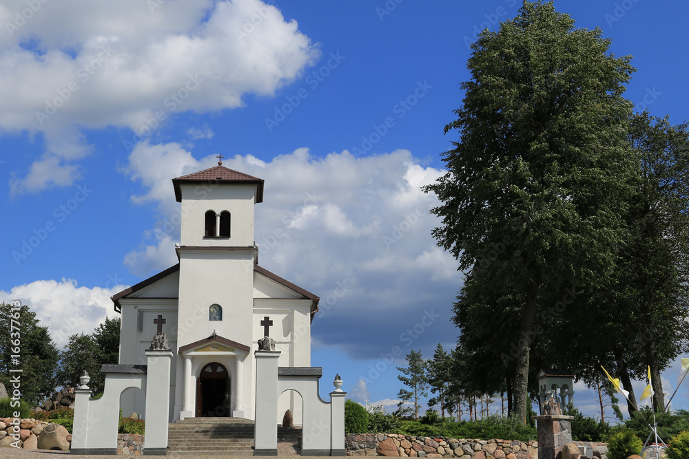 Catholic church of the Sanctuary of Holy Water under the white clouds, near Bialystok, eastern Poland, Podlasie