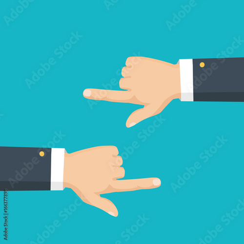 Hand with pointing finger left and right side. Flat style. Vector illustration