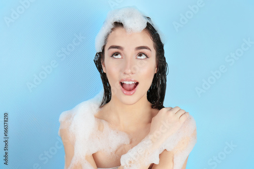 Young emotional woman takin...