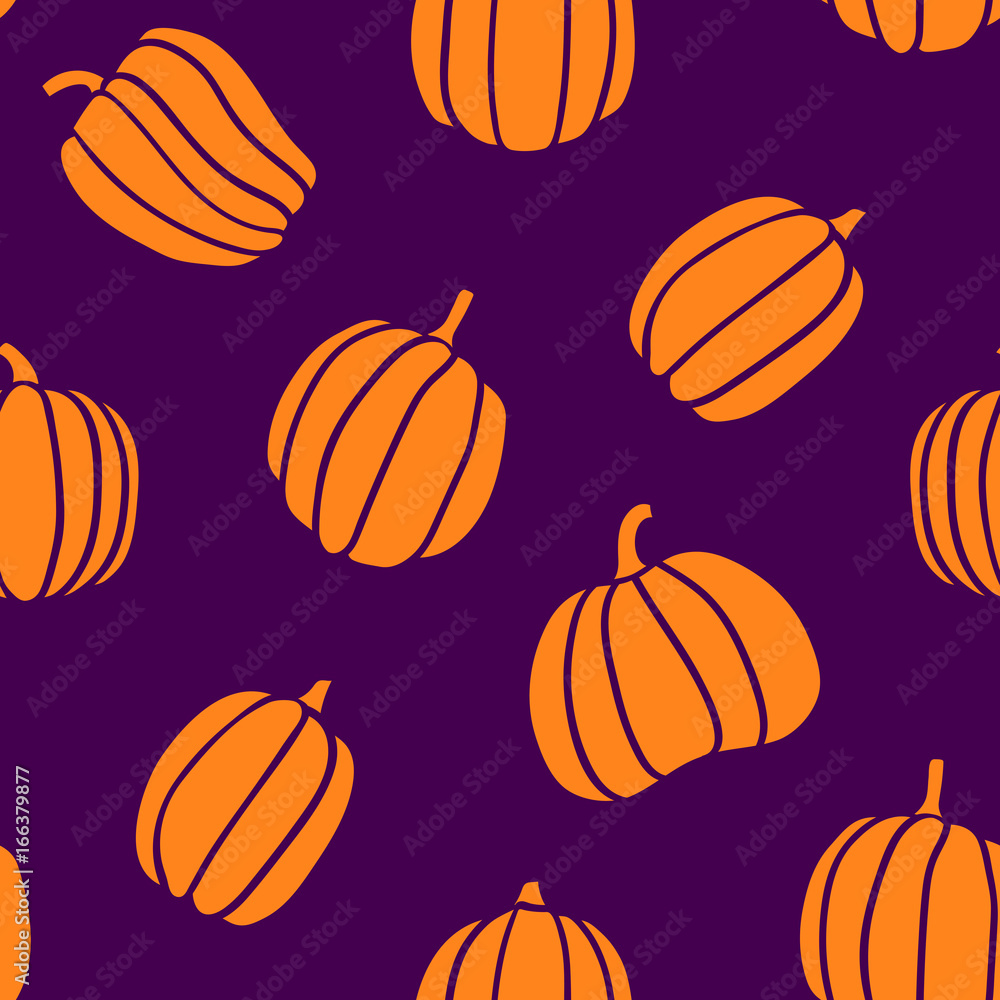 Seamless pumpkin pattern, halloween vector background, EPS 8