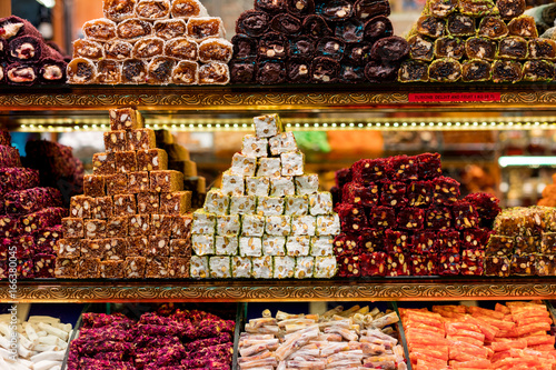 Turkish sweets in the Egyptian bazaar. Istanbul. Turkey