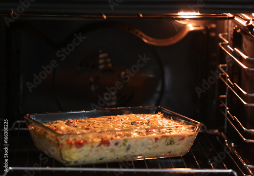 Cooking turkey casserole in oven