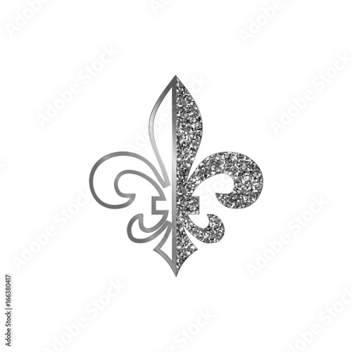 Fleur de lis symbols, silver glittering - heraldic symbols. Vector Illustration. Medieval signs.Glowing french fleur de lis royal lily. Elegant decoration symbols. photo