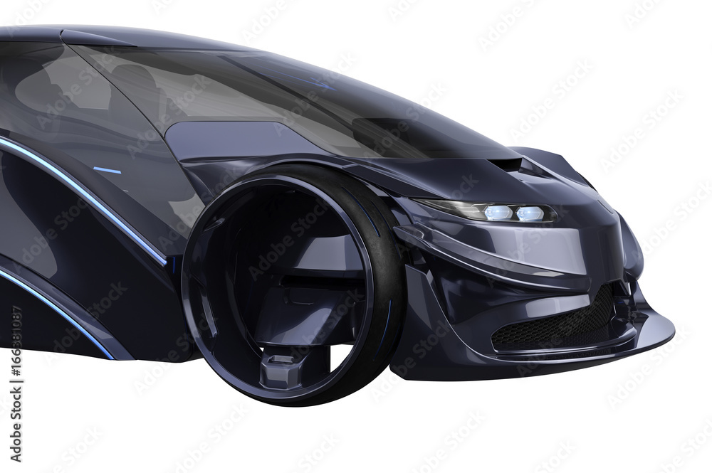 Car concept electric auto fast transportation, close view. 3D rendering