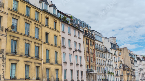  Paris, typical facades, beautiful buildings in summer 