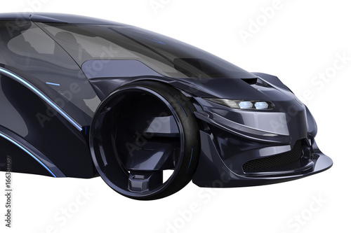Car concept electric auto fast transportation, close view. 3D rendering © ARTYuSTUDIO