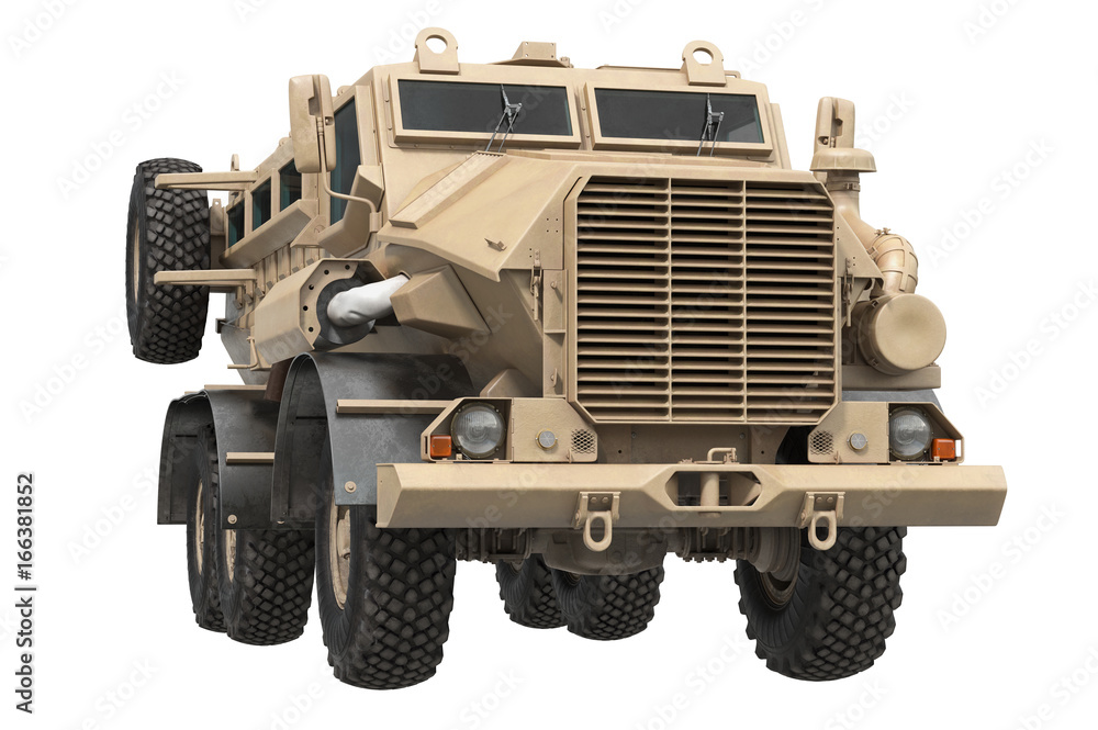 Truck military beige russian defense car. 3D rendering