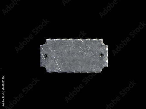 Isolated empty metal label  on black background.