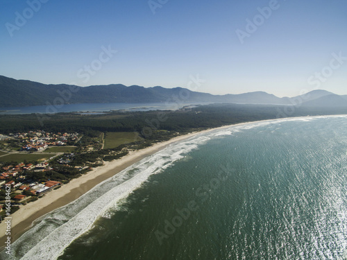 Aerial view Barra da Lagoa Beach in Florianopolis, Brazil. July, 2017.