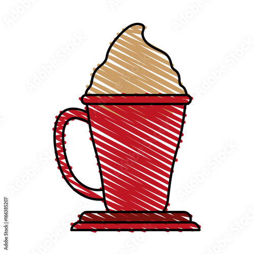beverage with foam in cup or mug coffee related icon image