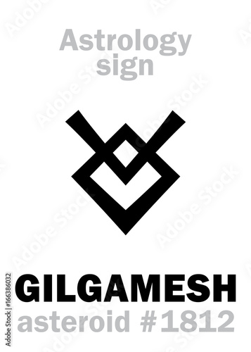 Astrology Alphabet: GILGAMESH, asteroid #1812. Hieroglyphics character sign (single symbol).