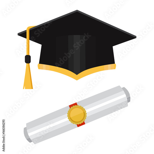 Academic graduation cap isolated on the background. Vector illustration in the flat style