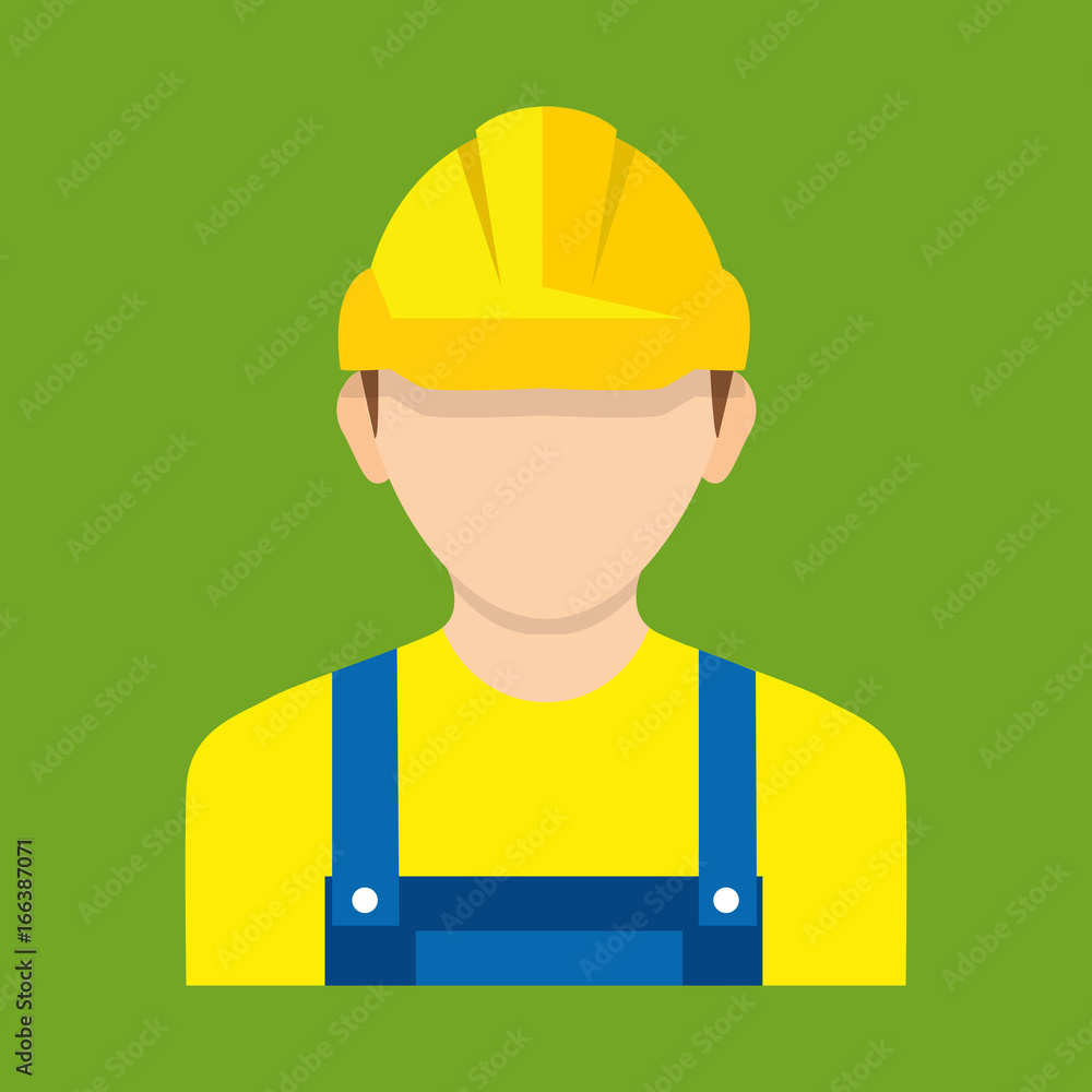 Construction worker, builder icon isolated on background. Worker wearing hard hat. Vector Construction worker, builder icon isolated on background. Worker wearing hard hat. Vector