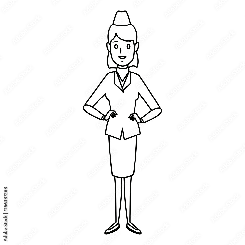 stewardess dressed in uniform professional service