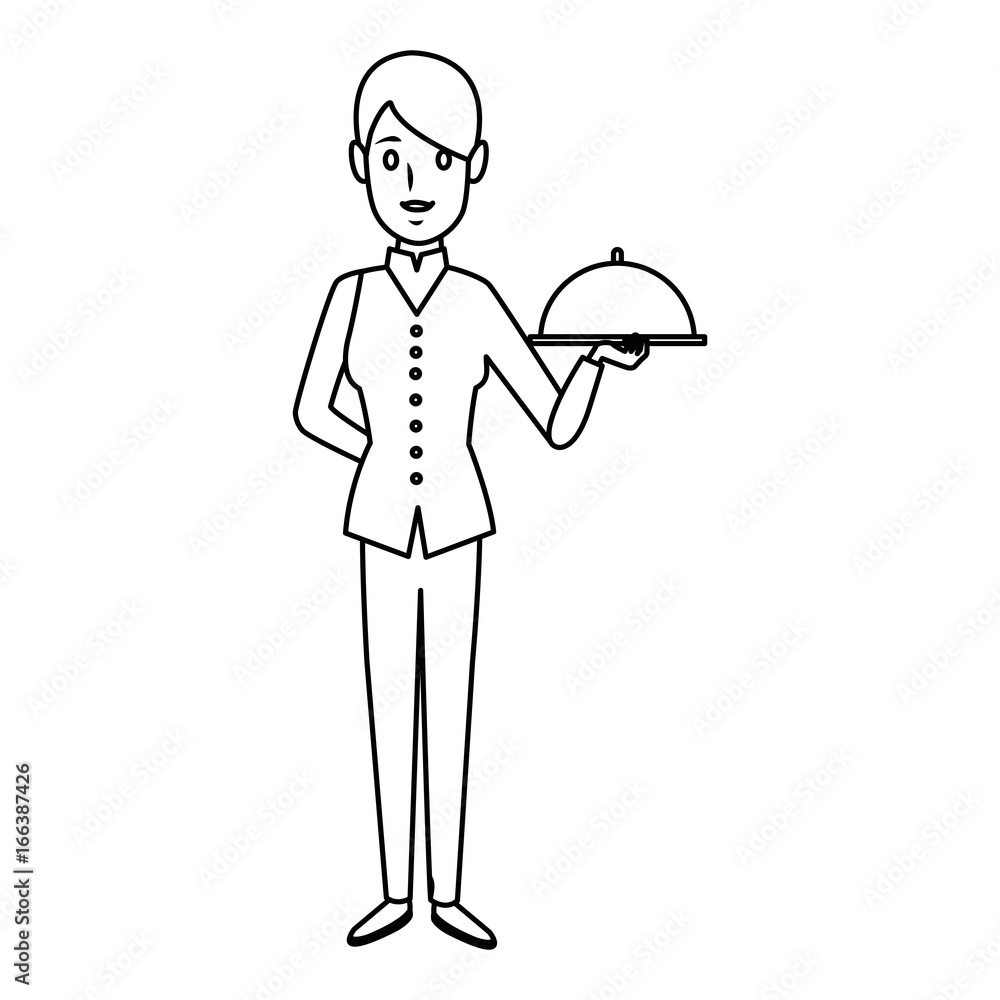 female woman chef character holding a plate or platter cloche female woman chef character holding a plate or platter cloche
