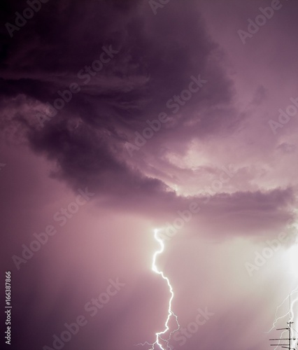 Thunderstorm lightning and clouds