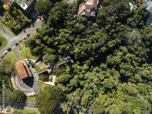 Curitiba, aerial view Bosque do Alemao Park. Parana - Brazil. July, 2017