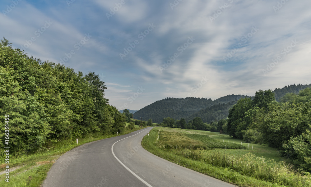 Road near Lesnica village in Pieniny national park