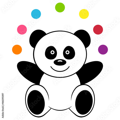 Fototapeta Naklejka Na Ścianę i Meble -  Toy panda bear with with colorful balls
