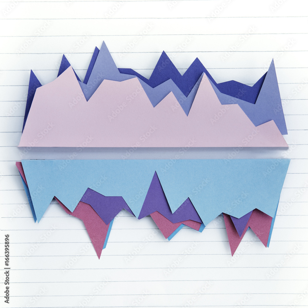 Charts looking up and downwards on a white background with stripes ...
