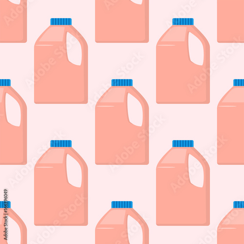Bottles of household chemicals supplies cleaning housework plastic seamless pattern liquid domestic fluid cleaner pack vector illustration.