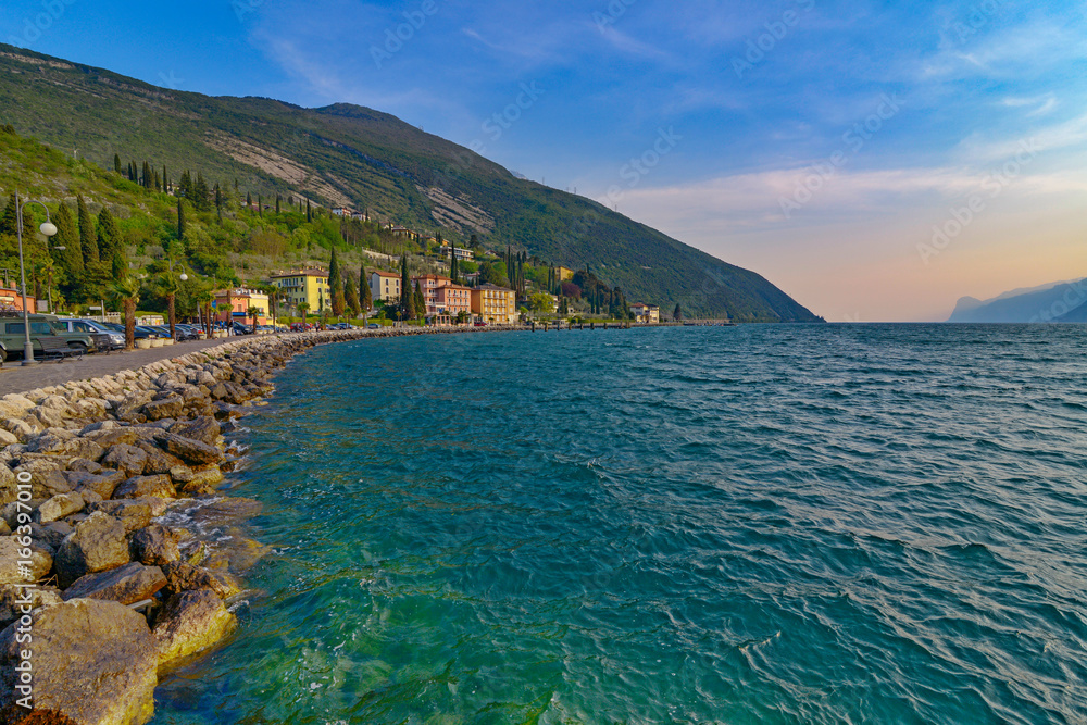 Fototapeta premium Panorama of Torbole, a small town on Lake Garda, Italy. Europa