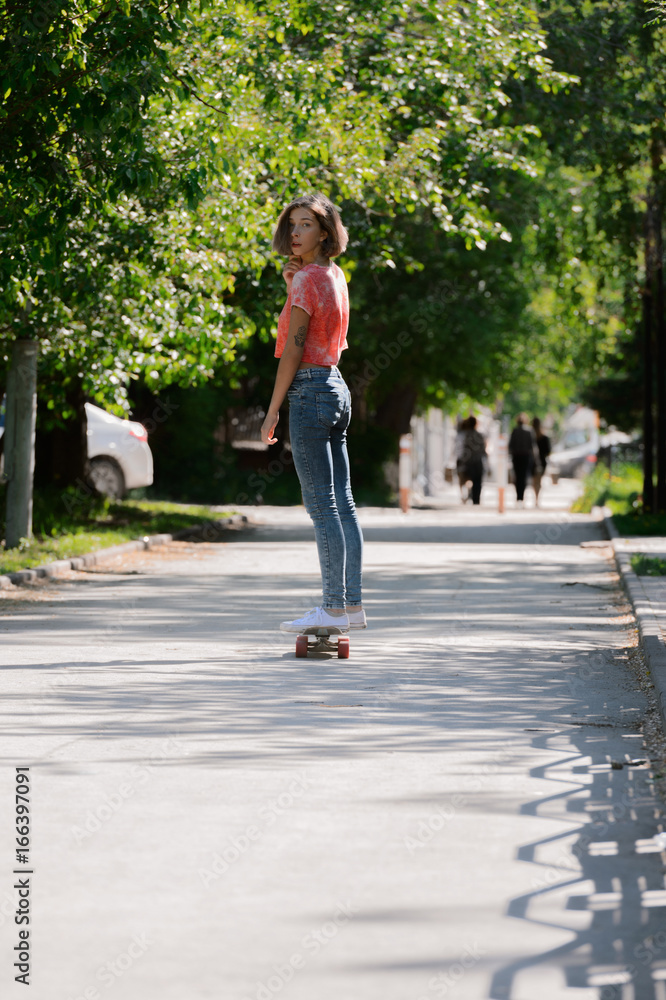 Girl on longboard Girl on longboard