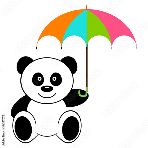Fototapeta Naklejka Na Ścianę i Meble -  Toy panda bear with colorful umbrella