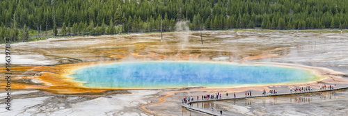 Tourists at Grand Prismatic Spring
