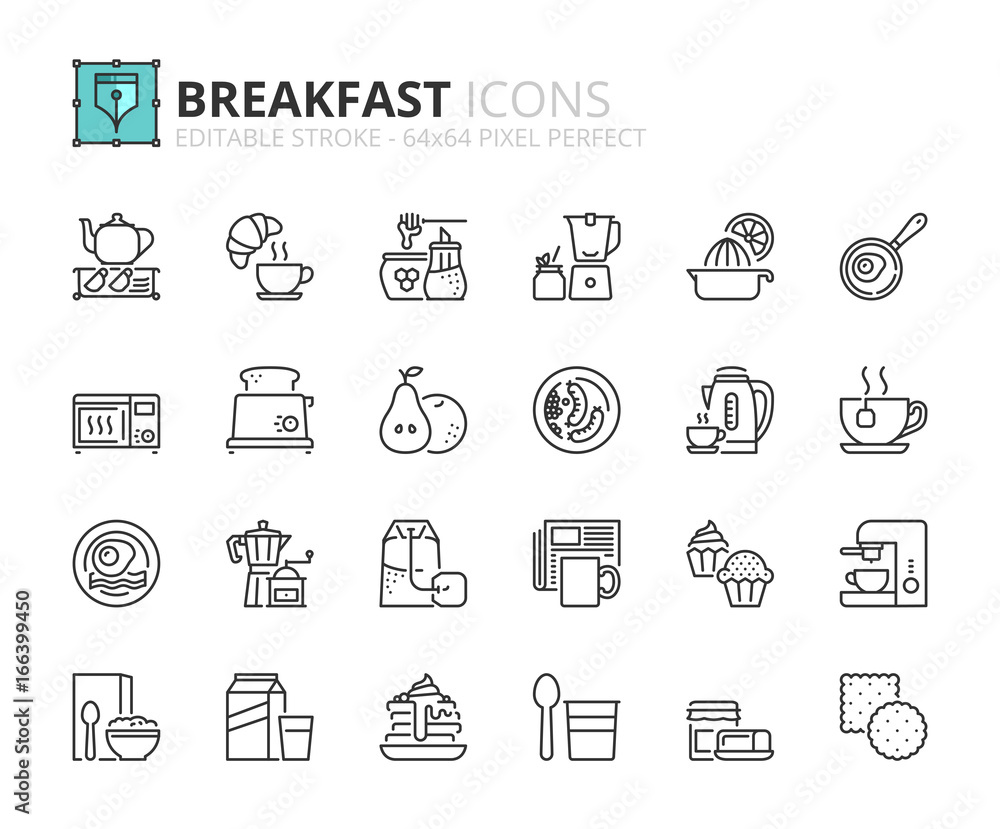 Outline icons about breakfast Outline icons about breakfast