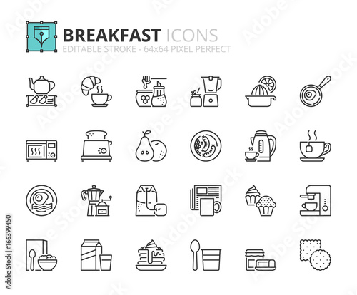 Outline icons about breakfast