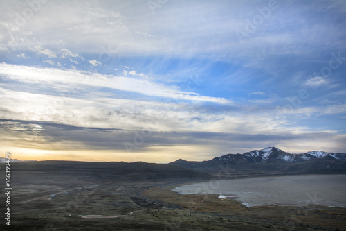 sunrise on the great salt lake and antelope island