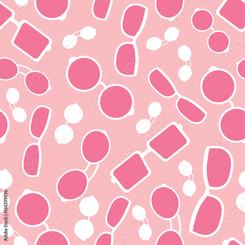 Vector pink glasses accessories seamless pattern. Great for eyewear themed fa...