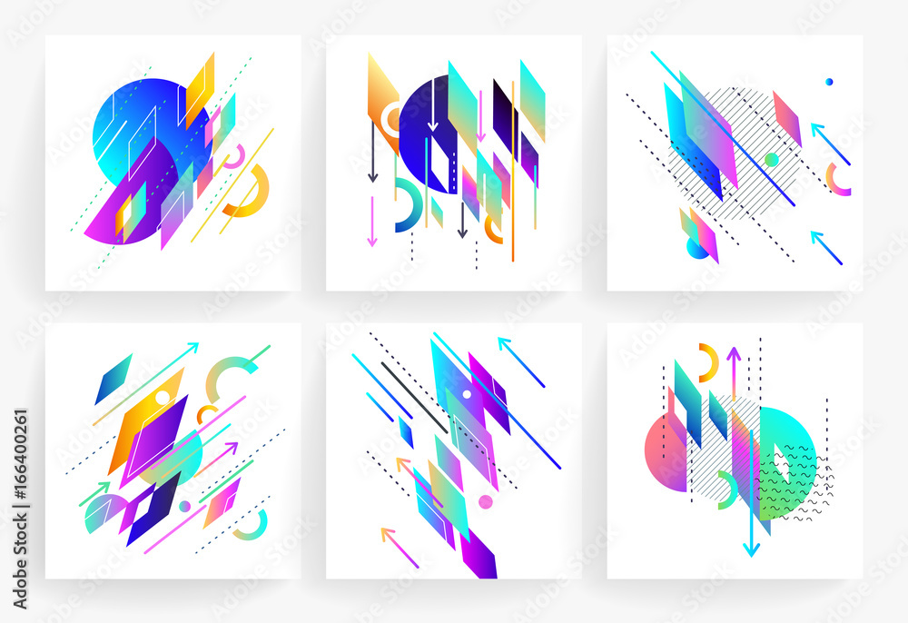 Set of geometric abstract colorful flyers Set of geometric abstract colorful flyers