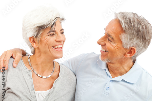 Happy Senior Couple On White Background