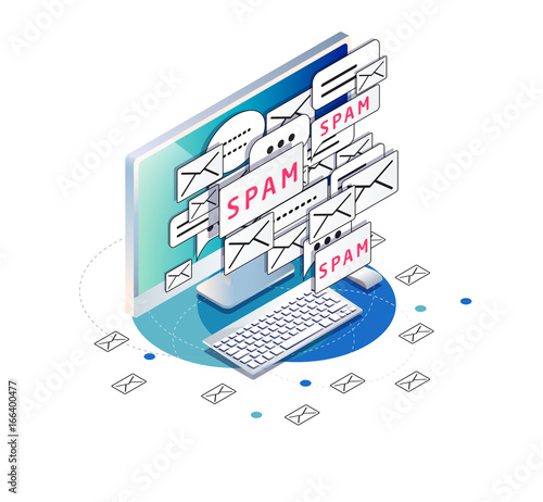 Isometric concept of spam. Junk.